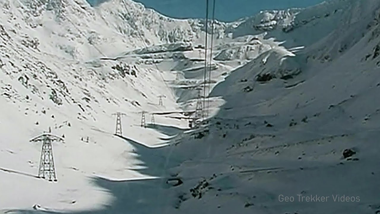 Snow-covered valley of Balea and the Transfagarasan in winter - The ascent