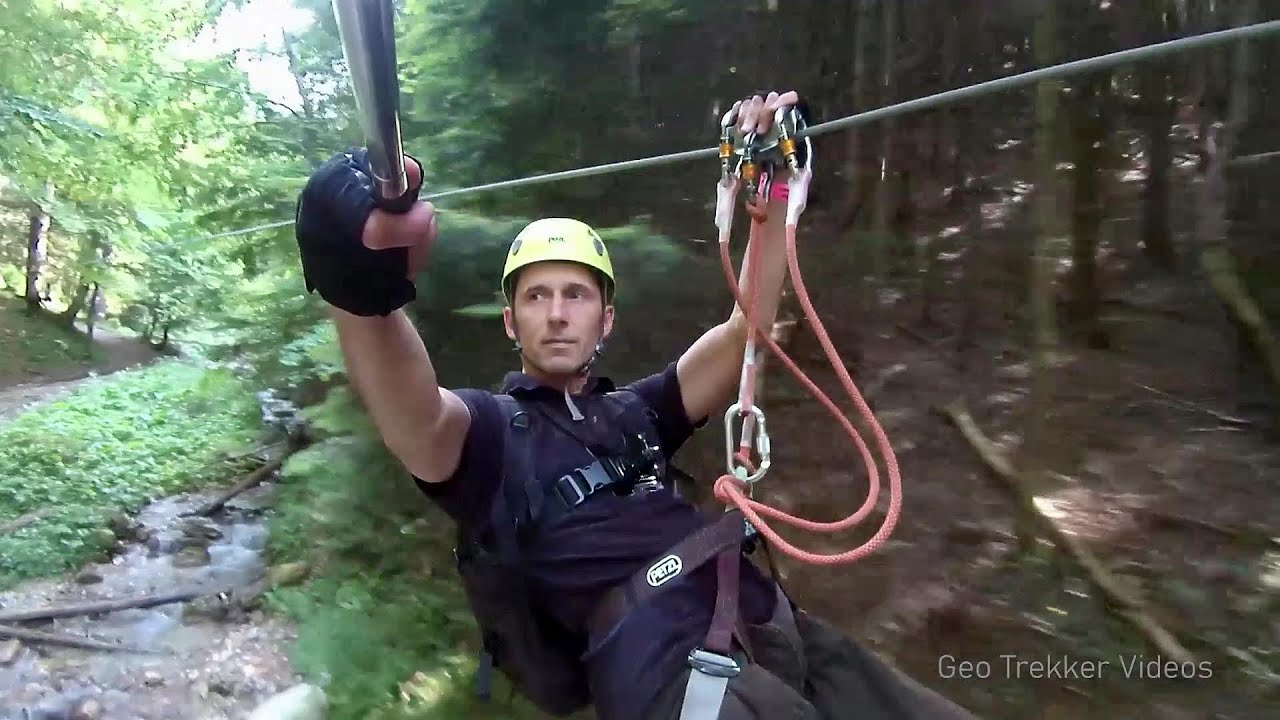 Zip-line near Seven Ladder Canyon - Piatra Mare Mountain - video